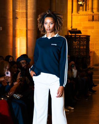 Contrast Lapel Sweatshirt